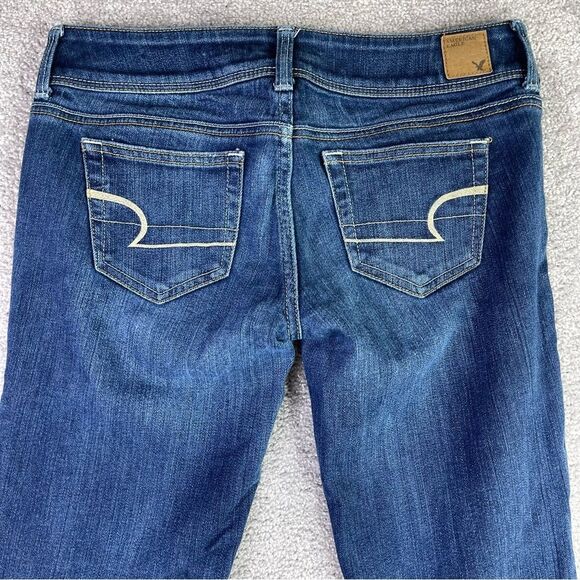 American Eagle Jeans Women's 4 Blue Slim Boot Low Rise Dark Denim Vintage - Picture 4 of 12